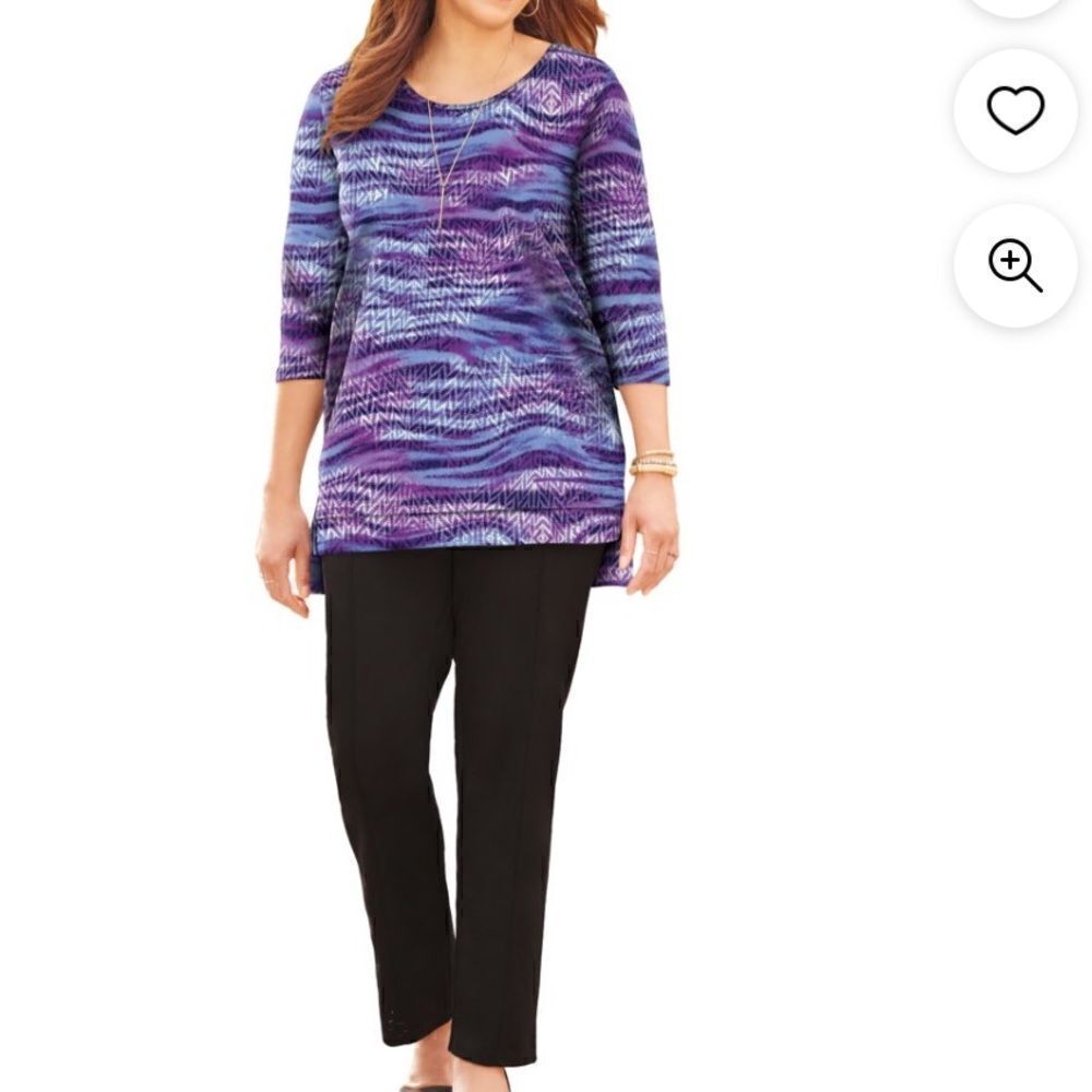 Catherines Women's Plus Size Scoopneck High-Low Tunic .soft, stretchy 1X